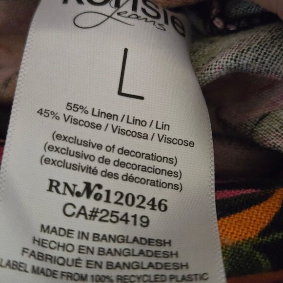 Kensie Linen Blend Floral Jumpsuit Size L Sleeveless Belted Cropped - Picture 7 of 7